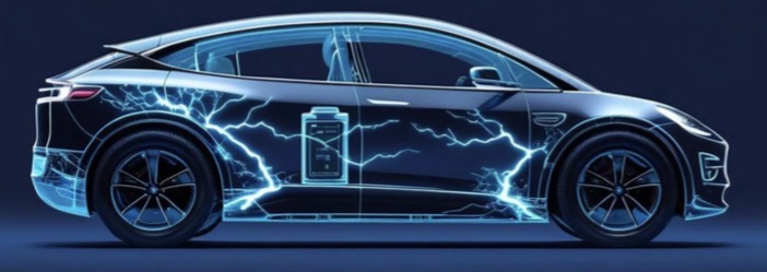 Electric vehicle with visualised battery energy